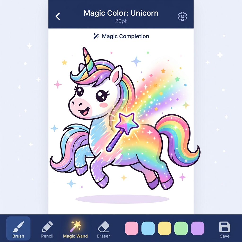 Magic Color Wand completing artwork automatically